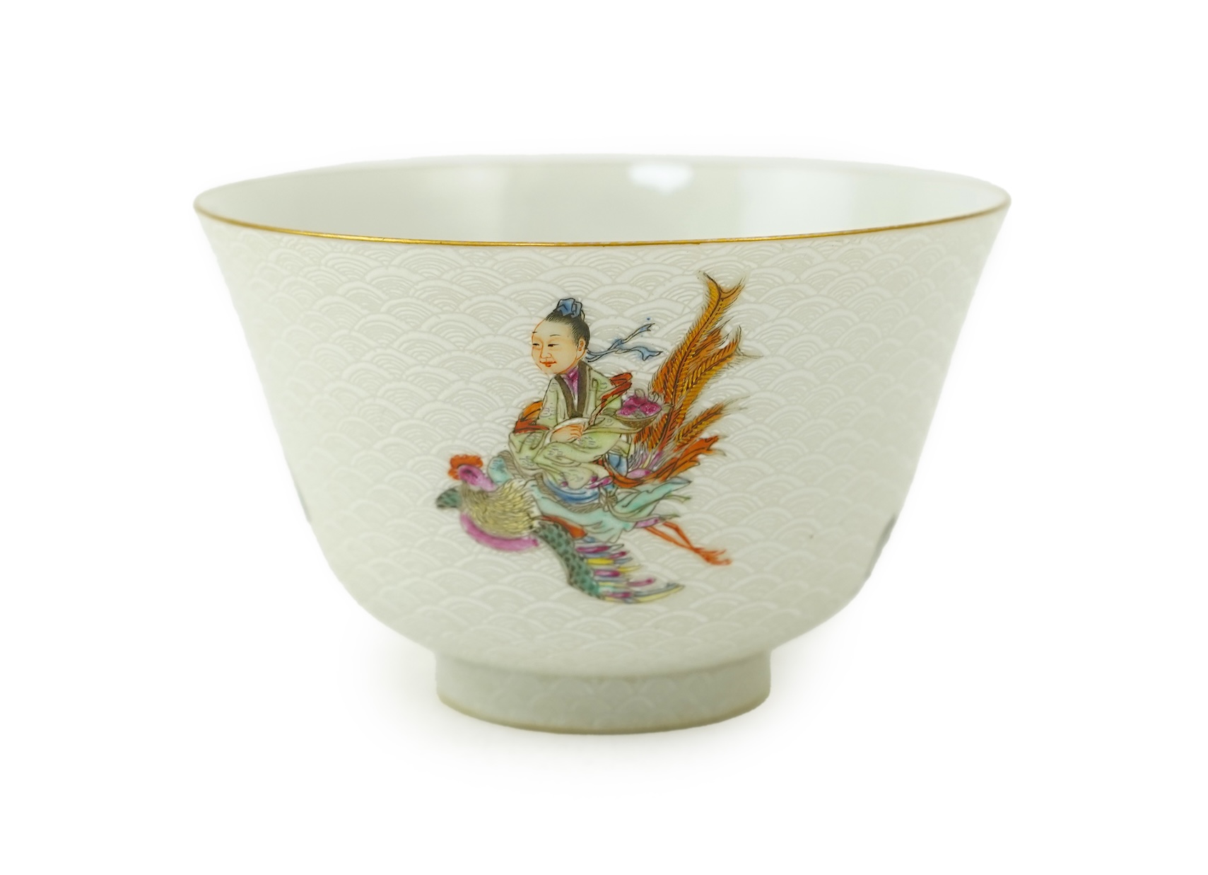A Chinese enamelled porcelain ’Immortals’ cup, Yongzheng mark but later